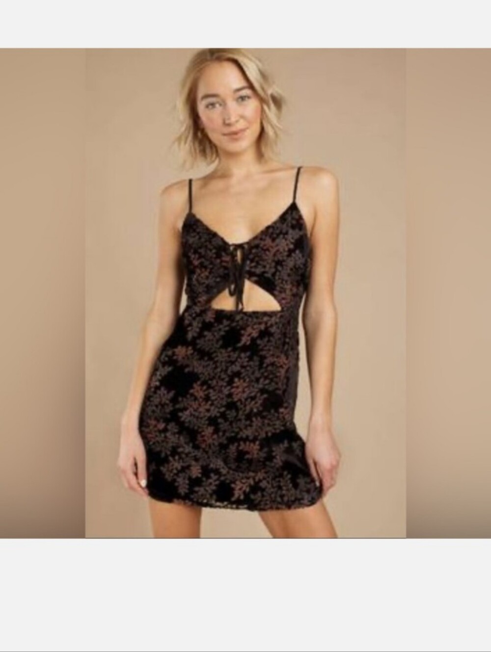 Forever 21 Wild Honey Black Floral Velvet Slip Mini Dress - Size Small